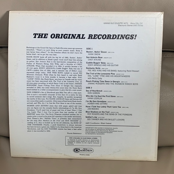 Grand Ole Country Hits 1963 Vinyl Record - Picture 2 of 2